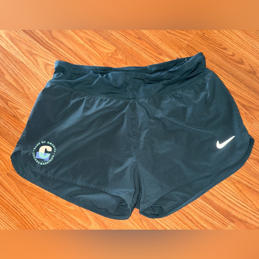 Nike Dark Green Athletic Shorts with Chicago Marathaon Logo